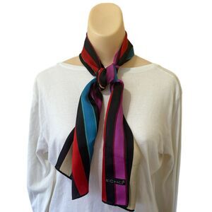 Echo Womens Signed Rainbow Scarf Long Rectangle Colorful Festival Striped 8x46
